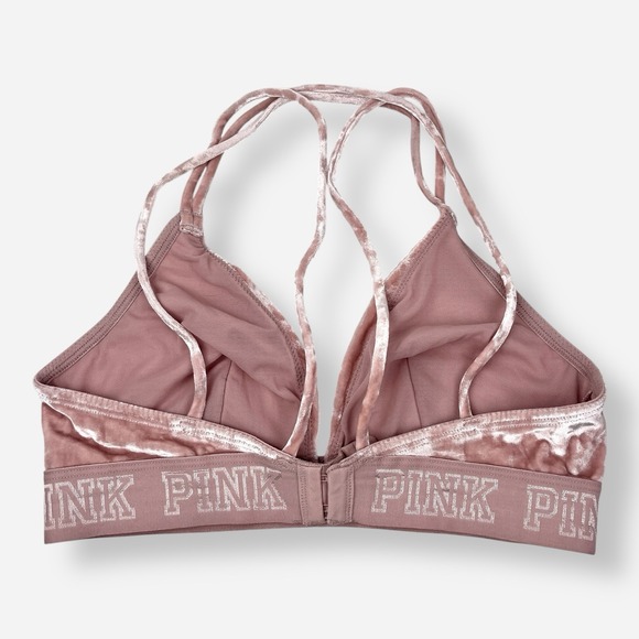 Lot Of 2 Victoria's Secret PINK Bralette Bra Womens Medium Wireless Velour Black - Picture 4 of 11